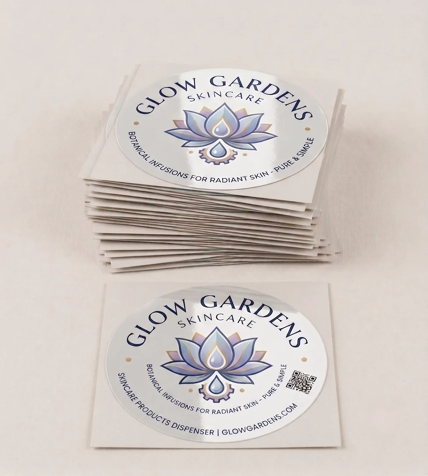 Stacks of square kiss-cut stickers supplied individually, each on its own backing
